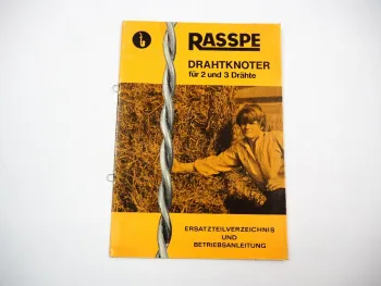 Rasspe RS 7300 7365 Drahtknoter Betriebsanleitung Ersatzteilliste 1975
