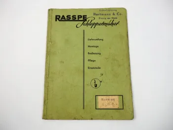 Rasspe Schleppermäher für Normag Faktor I - III Bedienung Ersatzteilliste 1955