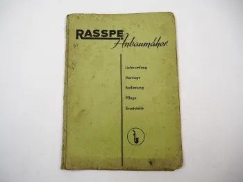 Rasspe Schleppermäher für Schlüter AS15 Betriebsanleitung Ersatzteilliste 1954