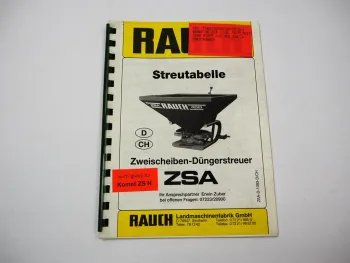Rauch ZSA ZSN Zweischeiben Düngerstreuer Streutabelle 1993