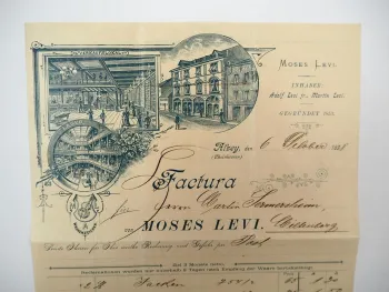 Rechnung Moses Levi Kaufhaus Alzey Rheinland Pfalz 1898
