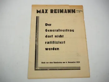 Rede Max Reimann KPD Kommunisten Bundestag 1952 Flugblatt