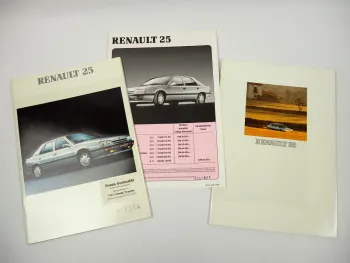 Renault 25 2x Prospekt Preisliste 1989/90