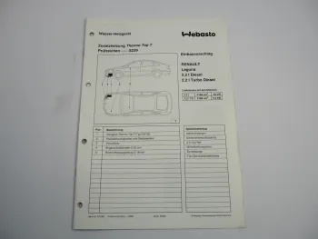 Renault Laguna 2,2l D TD Einbauanleitung Webasto Thermo Top T DW50 Heizung 1996