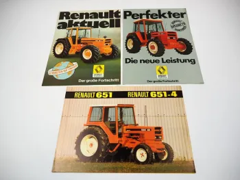Renault R 351 M - R 1451-4 Traktor 3 Prospekte Technische Daten ca. 1980