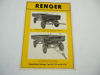 Renger Anhänger ZA 3/PF 4/PF LA4 LA5 LA35 Arnstadt Thüringen Prospekt 1950er J.