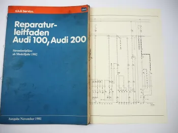 Reparaturleitfaden Audi 100 200 5T 5E Typ 44 1982 Stromlaufpläne Schaltplan