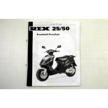 REX 25 50 Motorroller Ersatzteilliste Preisliste Ersatzteilkatalog 2002