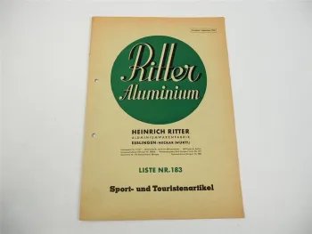 Ritter Aluminiumwarenfabrik Esslingen Feldflaschen Campinggeschirr Katalog 1951