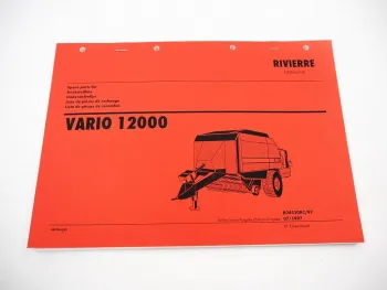 Rivierre Greenland Vario 12000 Rundballenpresse Ersatzteilliste Parts List 1997