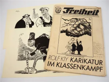 Rolf Kly Karikatur im Klassenkampf mit persönlicher Widmung 40 Stück 1980