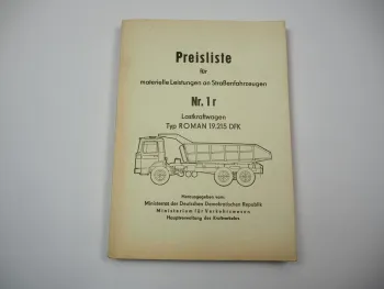 Roman 19.215 DFK LKW Instandhaltung Reparatur Richtzeiten Preisliste 1981 DDR