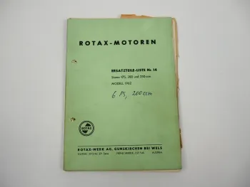 Rotax Stamo 175 200 250 ccm Motor Ersatzteilliste Nr. 14 Modell 1962