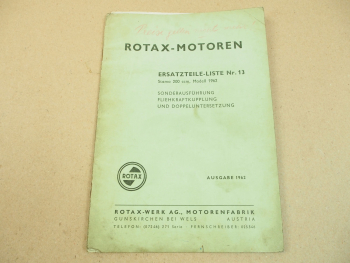 Rotax Stamo 200 ccm Modell 1962 Motor Ersatzteilliste Ersatzteilkatalog Nr. 13