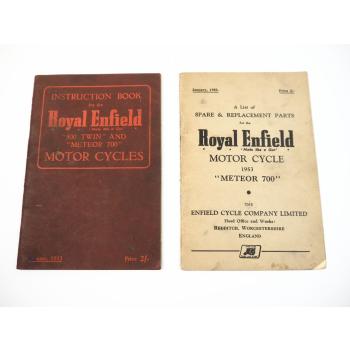 Royal Enfield Meteor 700 Motorcycle Instruction Book Spare Parts List 1953