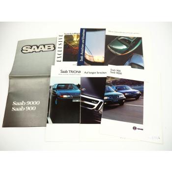 Saab 900 9000 PKW 6x Prospekt Magazin 1986 bis 1996