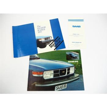 Saab 99 GL GLE EMS 2x Prospekt Brochure Price List 1974/77