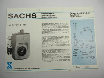 Sachs ST126 151 Stationärmotor Stationary Engine Typenblatt Technische Daten 78
