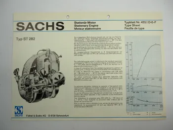 Sachs ST282 Stationärmotor Stationary Engine Typenblatt Technische Daten Maße 75