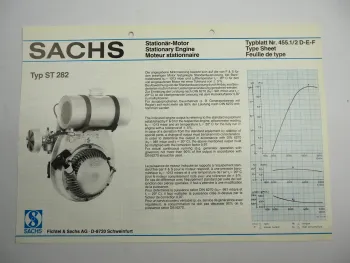 Sachs ST282 Stationärmotor Stationary Engine Typenblatt Technische Daten Maße 80