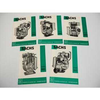 Sachs Stamo 100 160 200 280 360 Motor Typenblätter 5x Prospekt 1950er Jahre