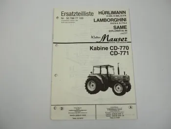 Same Lamborghini Hürlimann Ersatzteilliste Mauser Kabine CD 770 771