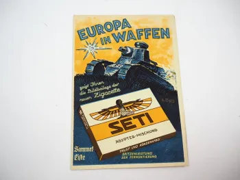 Sammelliste Zigaretten Sammelalbum Seti Tabakfabrik Offenbach 1920/30er Jahre