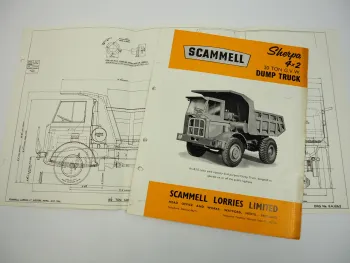 Scammell Sherpa 4x2 20 ton Mk IIIa Dump Truck brochure and drawing 1964