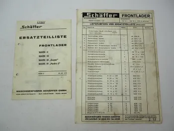 Schäffer Mark III Super Frontlader f. Fendt Farmer 105 106 108 S Ersatzteilliste