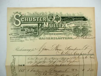 Schuster & Müller Material Farbwaren Kaiserslautern Rechnung 1908