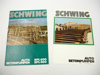 Schwing BPL 600 800 1000 Betonpumpen Auto 2x Prospekt 1970er Jahre