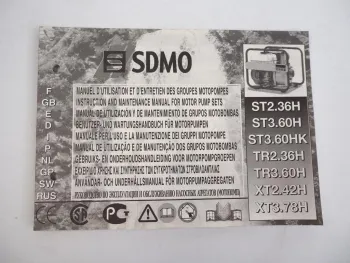 SDMO ST2 ST3 TR2 TR3 XT2 XT3 Motorpumpe Bedienungsanleitung 2001