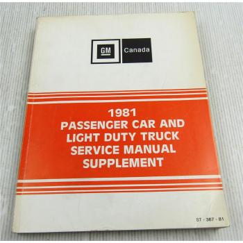 Service Manual 1981 Supplement Chevrolet Oldsmobile GM Canada