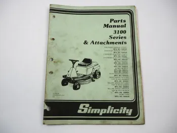 Simplicity 3100 Series Garden Tractor Ersatzteilliste Parts List 1983