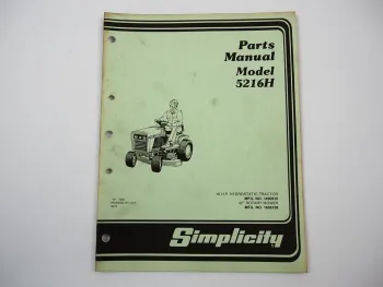 Simplicity 5216 Series Garden Tractor Ersatzteilliste Parts List 1983