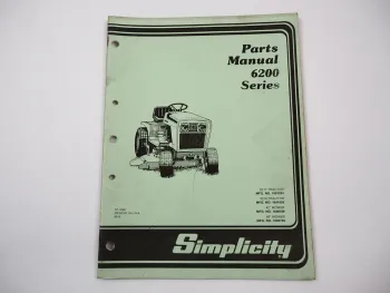 Simplicity 6200 Series Hydrostatic Garden Tractor Ersatzteilliste Parts List 1985