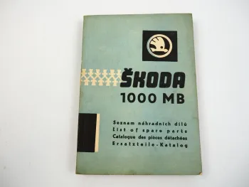 Skoda 1000MB 1000 MB Airable PKW Ersatzteilkatalog Spare Parts List 1964