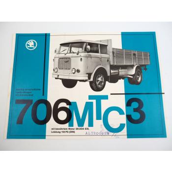 Skoda 706 MTC 3 wirtschaftlicher Pritsche 192 PS LKW Prospekt ca 1960er J