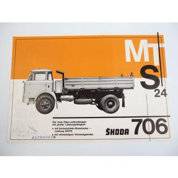 Skoda 706 MTS 24 Kipp Lastkraftwagen 200 PS LKW Prospekt ca 1960er J