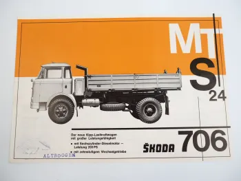 Skoda 706 MTS 24 Kipp Lastkraftwagen 200 PS LKW Prospekt ca 1960er J