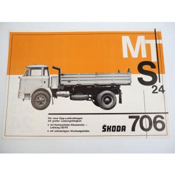Skoda 706 MTS 24 Kipp Lastkraftwagen LKW Prospekt ca 1965