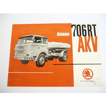 Skoda 706 RT AKV LKW Sprengwagen Stadt Reinigung 7000 L Prospekt ca 1960er J