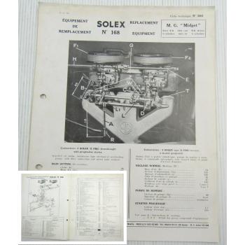 Solex 32 PBIC Carburettor Carburateur Parts List Instructions MG Midget TD
