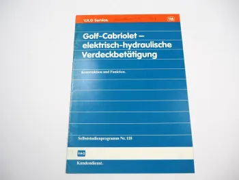 SSP 118 VW Golf 1 Cabriolet Verdeck Selbststudienprogramm 1989