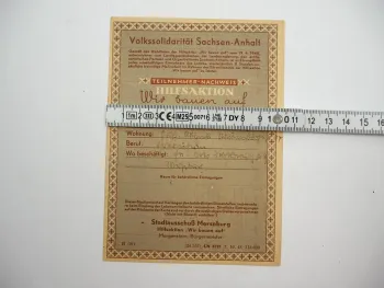 Stempelkarte Hilfsaktion Wir bauen auf DDR Merseburg Sachsen Anhalt 1948