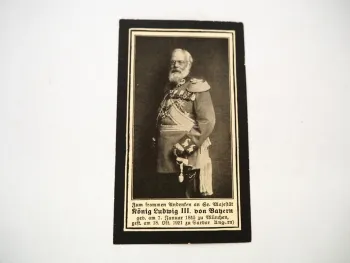 Sterbebild König Ludwig III. von Bayern 1921 Totenzettel Gedenkbild