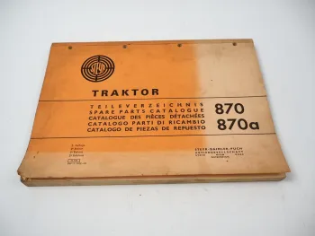 Steyr 870 870a Traktor Ersatzteilliste Parts List Cataloque Pieces 1972