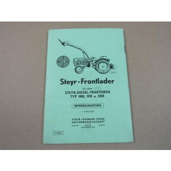 Steyr Frontlader Diesel Traktoren 188 190 288 Bedienung 1965 Betriebsanleitung