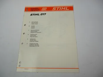 Stihl 017 Kettensäge Ersatzteilliste Spare Parts List Liste des pieces 1995
