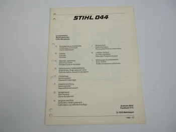 Stihl 044 Kettensäge Motorsäge Ersatzteilliste Ersatzteilkatalog 07/1988